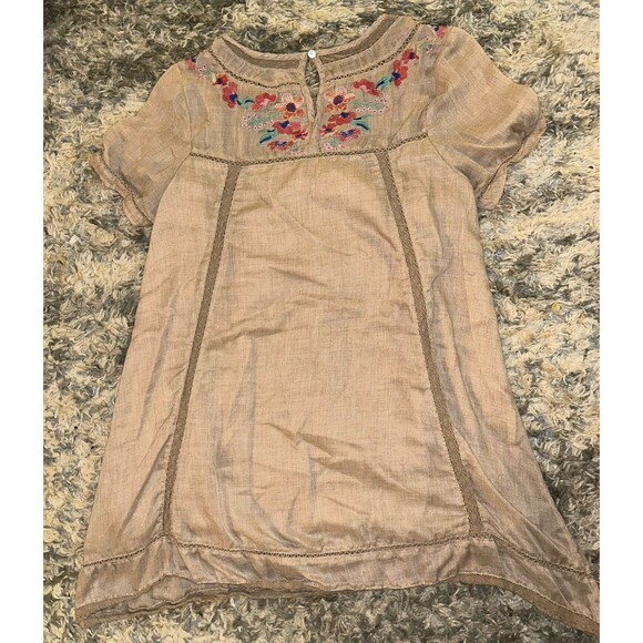 Umgee Womens Embroidered Floral Top Tunic Boho M‎ Cottagecore Beige Flowy Fairy - Picture 6 of 6